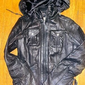 MICHAEL KORS BLACK LEATHER BOMBER….
